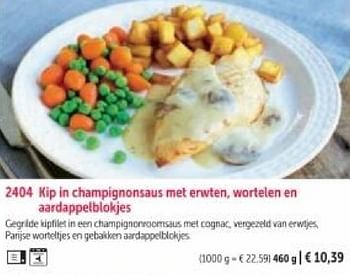Promoties Kip in champignonsaus met erwten wortelen en aardappelblokjes - Huismerk - Bofrost - Geldig van 01/03/2024 tot 30/08/2024 bij Bofrost