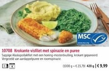 Promoties Krokante visfilet met spinazie en puree - Huismerk - Bofrost - Geldig van 01/03/2024 tot 30/08/2024 bij Bofrost