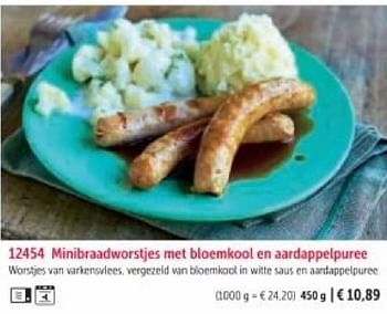 Promotions Minibraadworstjes met bloemkool en aardappelpuree - Produit maison - Bofrost - Valide de 01/03/2024 à 30/08/2024 chez Bofrost