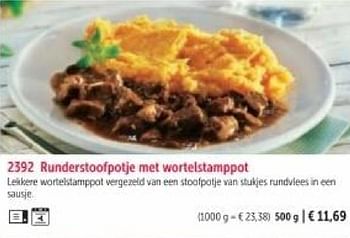 Promotions Runderstoolpotje met wortelstamppot - Produit maison - Bofrost - Valide de 01/03/2024 à 30/08/2024 chez Bofrost