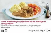 Varkenshaasje in peperroomsaus met warteltjes en aardappelpuree-Huismerk - Bofrost