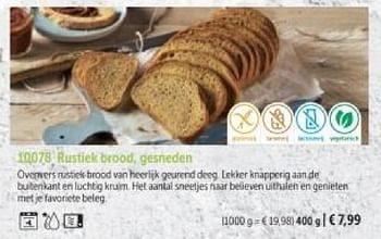 Promotions Rustiek brood gesneden - Produit maison - Bofrost - Valide de 01/03/2024 à 30/08/2024 chez Bofrost
