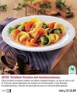 Tortelloni tricolore met tomatenroomsaus