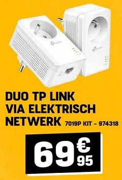 Promoties Duo tp link via elektrisch net werk 7019p kit - TP-LINK - Geldig van 28/02/2024 tot 10/03/2024 bij Electro Depot