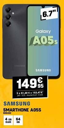 Promoties Samsung smartphone a05s - Samsung - Geldig van 28/02/2024 tot 10/03/2024 bij Electro Depot