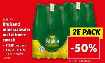 Promoties Bruisend mineraalwater met citroensmaak - Saskia - Geldig van 13/03/2024 tot 19/03/2024 bij Lidl