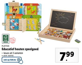 Promoties Educatief houten speelgoed - Playtive - Geldig van 13/03/2024 tot 19/03/2024 bij Lidl