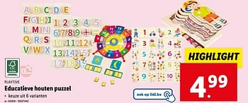 Promoties Educatieve houten puzzel - Playtive - Geldig van 13/03/2024 tot 19/03/2024 bij Lidl