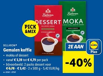 Promoties Gemalen koffie - Bellarom - Geldig van 13/03/2024 tot 19/03/2024 bij Lidl