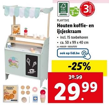 Promoties Houten koffie- en ijsjeskraam - Playtive - Geldig van 13/03/2024 tot 19/03/2024 bij Lidl