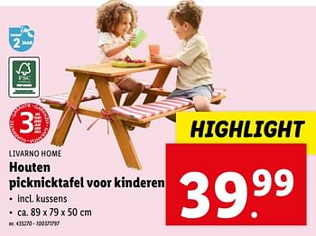 Promoties Houten picknicktafel voor kinderen - Livarno - Geldig van 13/03/2024 tot 19/03/2024 bij Lidl