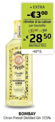 Promotions Bombay citron pressé distilled gin 37,5% - Bombay - Valide de 01/03/2024 à 14/03/2024 chez BelBev