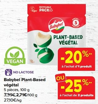 Promotions Babybel plant-based végétal - Babybel - Valide de 06/03/2024 à 18/03/2024 chez Carrefour