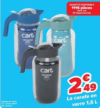 Promotions Carafe en verre - Produit maison - Carrefour  - Valide de 05/03/2024 à 18/03/2024 chez Carrefour