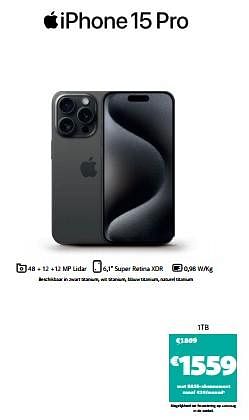 Promotions Apple iphone 15 pro 1tb - Apple - Valide de 05/03/2024 à 10/03/2024 chez Base