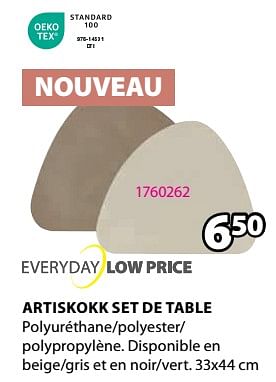 Promotions Artiskokk set de table - Produit Maison - Jysk - Valide de 04/03/2024 à 07/04/2024 chez Jysk