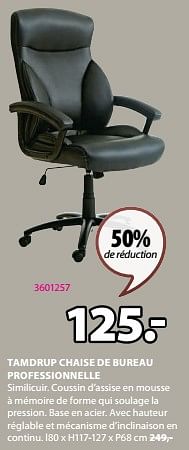 Promotions Tamdrup chaise de bureau professionnelle - Produit Maison - Jysk - Valide de 04/03/2024 à 07/04/2024 chez Jysk