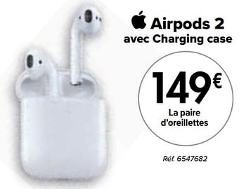 Promotions Apple airpods 2 avec charging case - Apple - Valide de 01/03/2024 à 01/04/2024 chez Carrefour