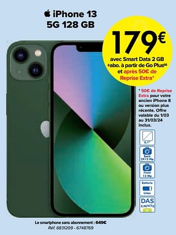 Promotions Apple iphone 13 5g 128 gb - Apple - Valide de 01/03/2024 à 01/04/2024 chez Carrefour