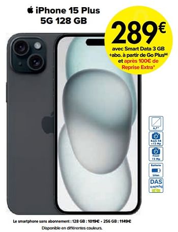 Promoties Apple iphone 15 plus 5g 128 gb - Apple - Geldig van 01/03/2024 tot 01/04/2024 bij Carrefour