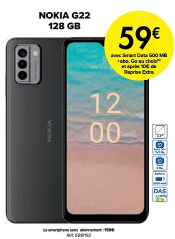 Promoties Nokia g22 128 gb - Nokia - Geldig van 01/03/2024 tot 01/04/2024 bij Carrefour