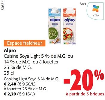 Promotions Alpro cuisine soya light uo à fouetter - Alpro - Valide de 28/02/2024 à 12/03/2024 chez Colruyt