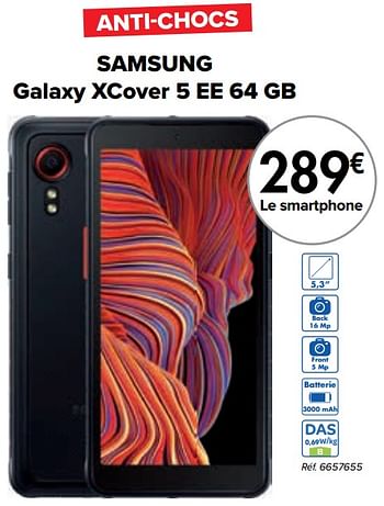 Promotions Samsung galaxy xcover 5 ee 64 gb - Samsung - Valide de 01/03/2024 à 01/04/2024 chez Carrefour