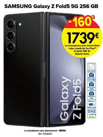 Promotions Samsung galaxy z fold5 5g 256 gb - Samsung - Valide de 01/03/2024 à 01/04/2024 chez Carrefour