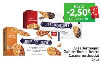 Promoties Jules destrooper galettes fines au beurre caramel ou chocolat - Jules Destrooper - Geldig van 01/03/2024 tot 31/03/2024 bij Intermarche