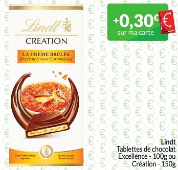 Promotions Lindt tablettes de chocolat excellence ou création - Lindt - Valide de 01/03/2024 à 31/03/2024 chez Intermarche