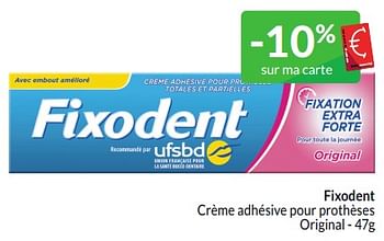 Promotions Fixodent crème adhésive pour prothèses original - Fixodent - Valide de 01/03/2024 à 31/03/2024 chez Intermarche