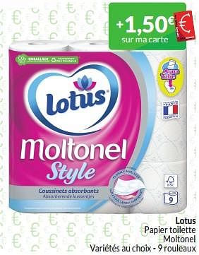 Promoties Lotus papier toilette moltonel - Lotus Nalys - Geldig van 01/03/2024 tot 31/03/2024 bij Intermarche