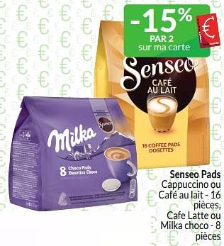 Promoties Senseo pads cappuccino ou café au lait , cafe latte ou milka choco - Huismerk - Intermarche - Geldig van 01/03/2024 tot 31/03/2024 bij Intermarche