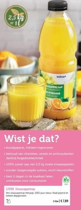 Promoties Sinaasappelsap - Huismerk - Bofrost - Geldig van 01/03/2024 tot 30/08/2024 bij Bofrost