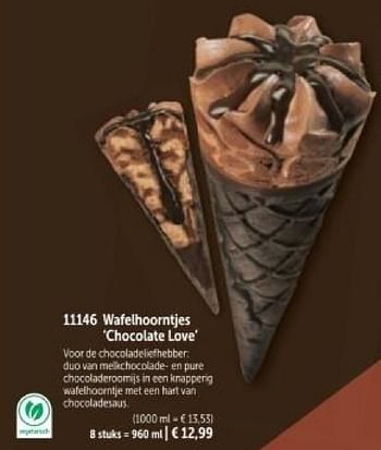 Promoties Wafelhoorntjes chocolate love - Huismerk - Bofrost - Geldig van 01/03/2024 tot 30/08/2024 bij Bofrost