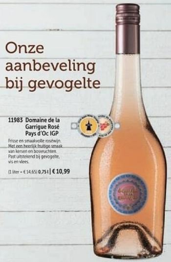 Promotions Domaine dela garrigue rosé pays d`0c igp - Vins rosé - Valide de 01/03/2024 à 30/08/2024 chez Bofrost