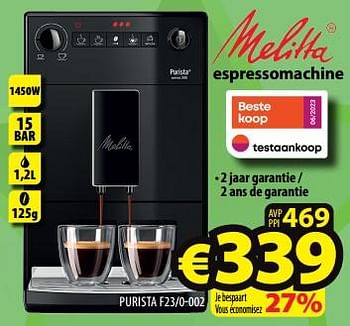Promotions Melitta espressomachine purista f23-0-002 - Melitta - Valide de 06/03/2024 à 13/03/2024 chez ElectroStock