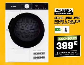 Promotions Valberg sèche-linge avec pompe à chaleur dhp8a++w566c - Valberg - Valide de 28/02/2024 à 10/03/2024 chez Electro Depot