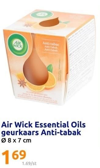 Promotions Air wick essential oils geurkaars anti-tabak - Airwick - Valide de 06/03/2024 à 12/03/2024 chez Action