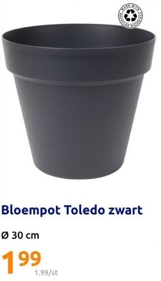 Promoties Bloempot toledo zwart - Toledo - Geldig van 06/03/2024 tot 12/03/2024 bij Action