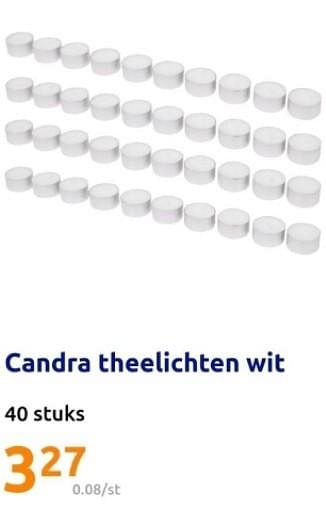 Promotions Candra theelichten wit - Candra - Valide de 06/03/2024 à 12/03/2024 chez Action