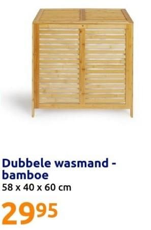 Promoties Dubbele wasmand bamboe - Huismerk - Action - Geldig van 06/03/2024 tot 12/03/2024 bij Action