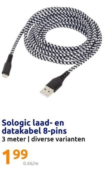 Promoties Sologic laad en datakabel 8-pins - Sologic - Geldig van 06/03/2024 tot 12/03/2024 bij Action