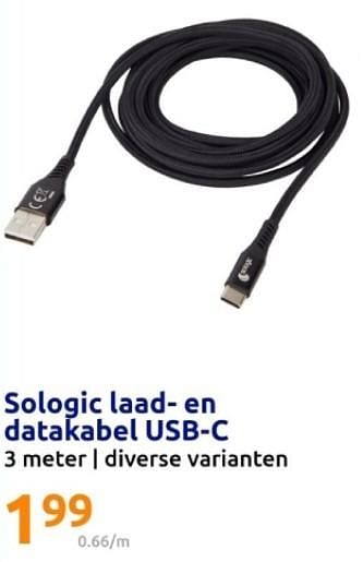 Promoties Sologic laad en datakabel usb-c - Sologic - Geldig van 06/03/2024 tot 12/03/2024 bij Action