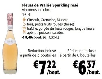 Promotions Fleurs de prairie sparkling rosé vin mousseux brut - Mousseux - Valide de 28/02/2024 à 12/03/2024 chez Colruyt