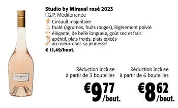 Promotions Studio by miraval rosé 2023 i.g.p. méditerranée - Vins rosé - Valide de 28/02/2024 à 12/03/2024 chez Colruyt