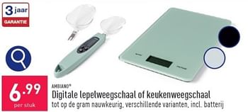 Promoties Digitale lepelweegschaal of keukenweegschaal - Ambiano - Geldig van 16/03/2024 tot 17/03/2024 bij Aldi