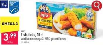 Promoties Fishsticks - Iglo - Geldig van 15/03/2024 tot 17/03/2024 bij Aldi