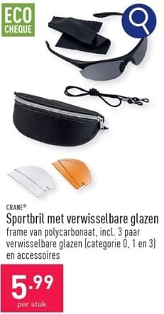 Promoties Sportbril met verwisselbare glazen - Crane - Geldig van 16/03/2024 tot 17/03/2024 bij Aldi