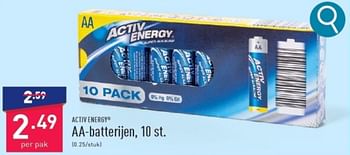 Promoties Aa batterijen - Activ Energy - Geldig van 11/03/2024 tot 17/03/2024 bij Aldi